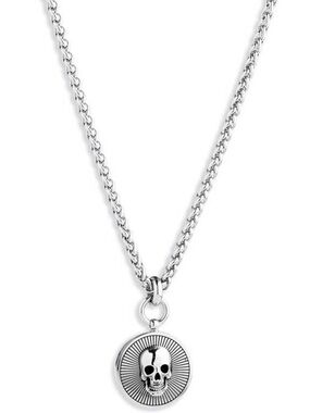 Harley-Davidson Circle Skull Pendant Necklace, Stainless Steel. Unisex